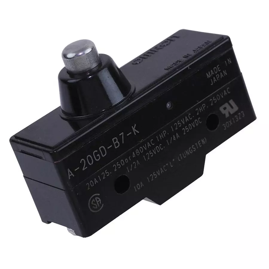 OMRON INDUSTRIAL AUTOMATION MICRO SW, SPRING PLUNGER, SPDT, 20A 500V, A-20GD-B7-K