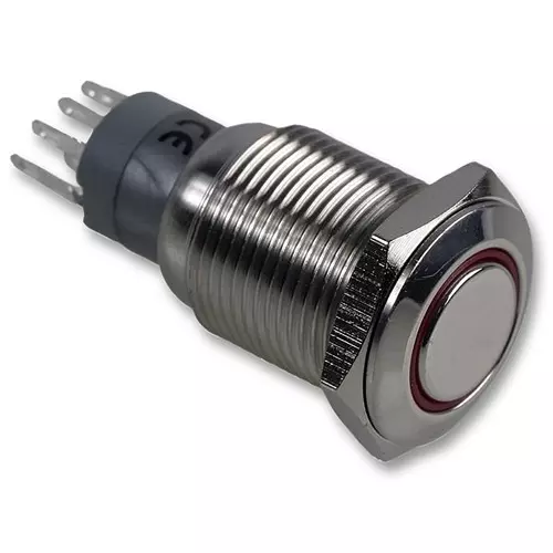 BULGIN LIMITED SWITCH, FLUSH LATCHING, RED ILLUM, MP0045/1E2RD012