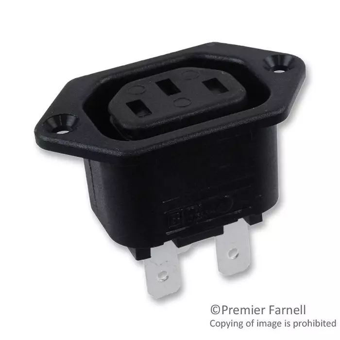 BULGIN LIMITED POWER ENTRY PLUG, 10A, 250VAC, BLACK, PX0793/63