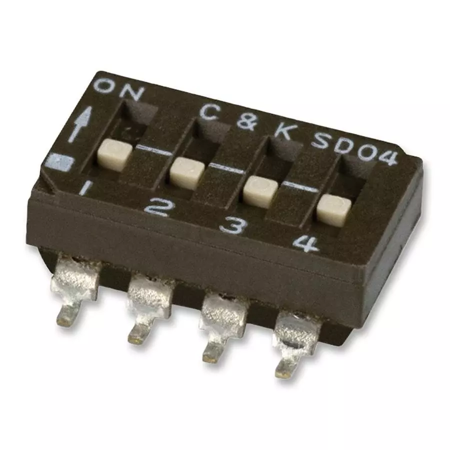 C&K COMPONENTS Switch Dip Tape SeaLED 4Pos, SD04H0SB