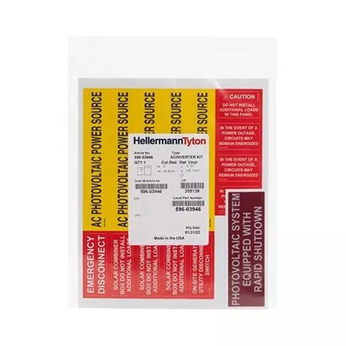 HELLERMANNTYTON Label, Pre-Printed, Ac Solar, Red/Orange, 596-03946 (Pack of 36)