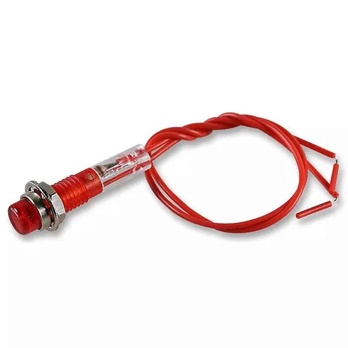 CAMDENBOSS LED Indicator, Panel, 6.4 mm, Red, 240Vac, IND515205-LED2-T/RD