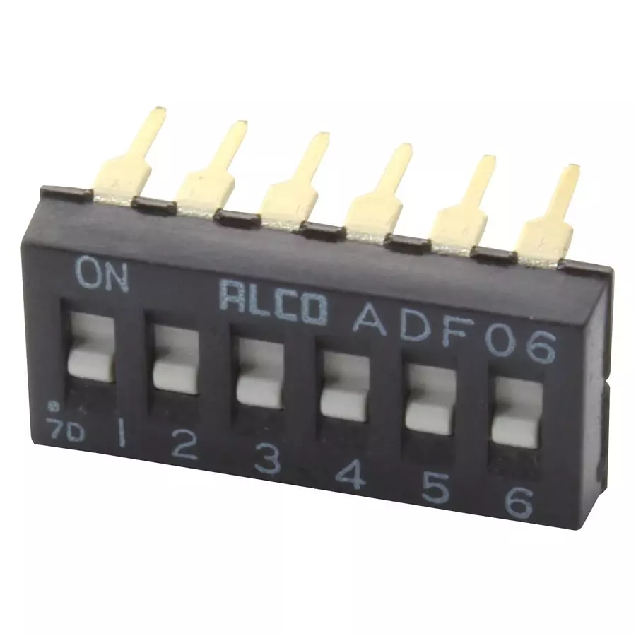 ALCOSWITCH - TE CONNECTIVITY Dip Switch, Spst, 0.1A, 24Vdc, Th, ADF0604HL