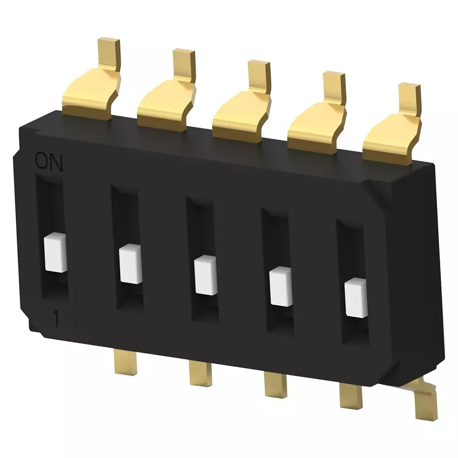 ALCOSWITCH - TE CONNECTIVITY Dip Switch, 5Pos, Spst, Slide, Smd, EDS05SGRSTR04Q