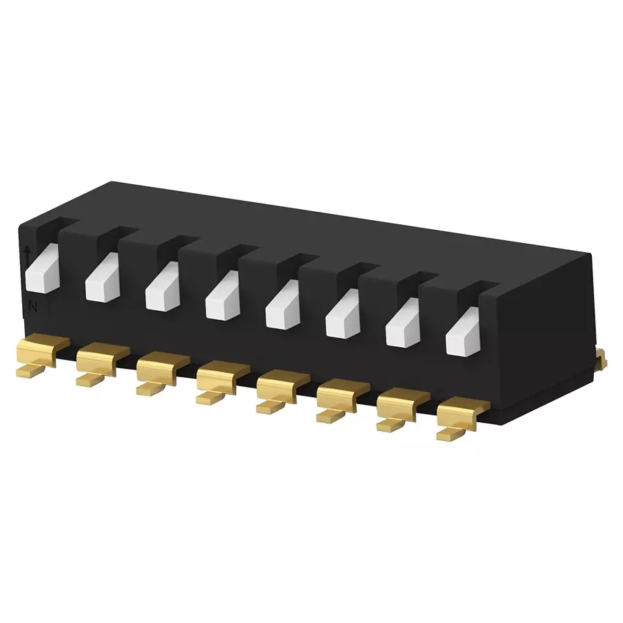 ALCOSWITCH - TE CONNECTIVITY Dip Switch, 8Pos, Spst, Piano Key, Smd, EDSP08SGLFNTR04