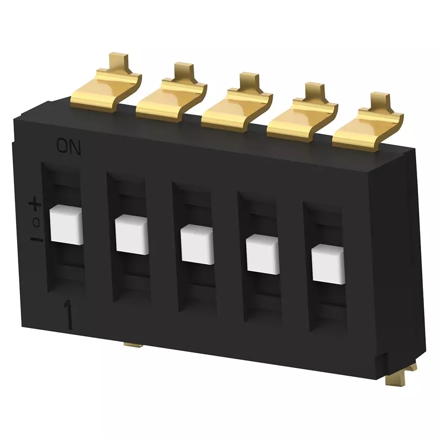 ALCOSWITCH - TE CONNECTIVITY Dip Switch, 5Pos, Sp3T, Slide, Smd, TDS05SGRSTR04