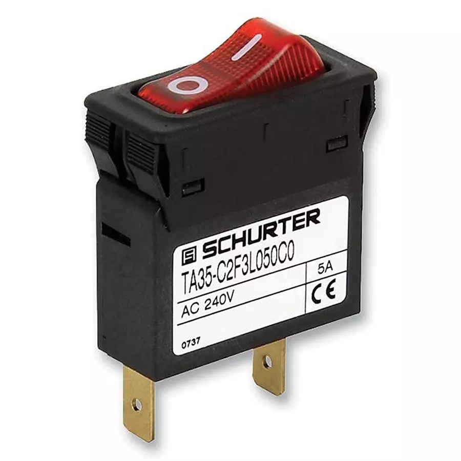SCHURTER Circuit Breaker, 1P, 10A, TA35-CFTWF100C0