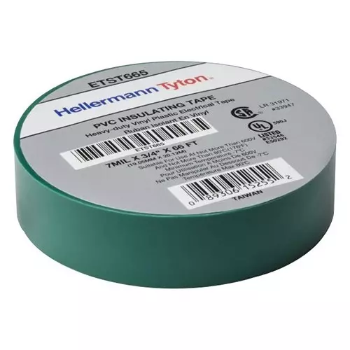 HELLERMANNTYTON Elect Tape, Pvc, Grn, 20.12M X 19.05 mm, ETST665 (Pack of 10)