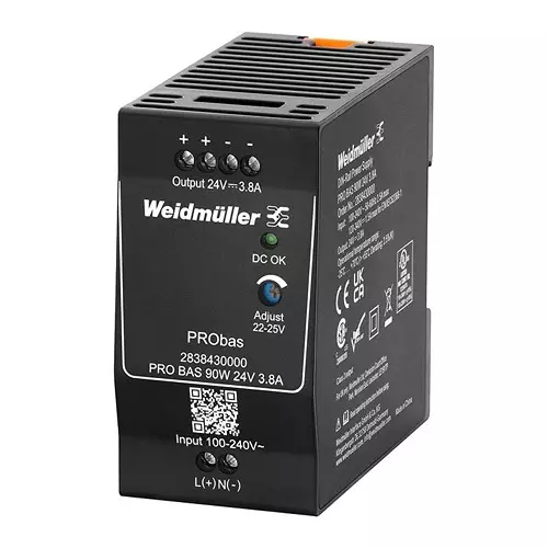 Weidmuller POWER SUPPLY, AC-DC, 24V, 3.8A, 2838430000