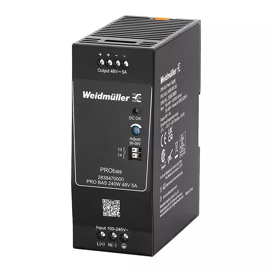 Weidmuller POWER SUPPLY, AC-DC, 48V, 5A, 2838470000