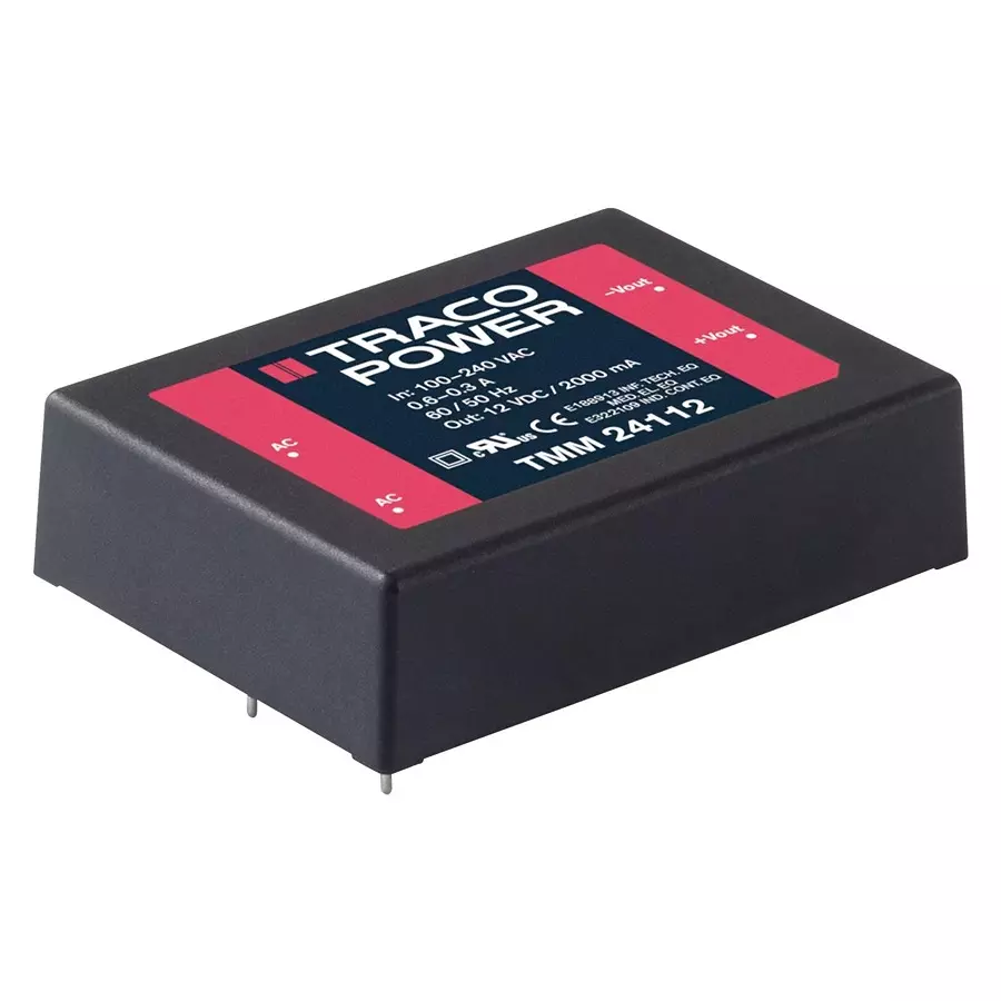 TRACO POWER POWER SUPPLY, AC-DC, MEDICAL, 2 O/P, 24W, TMM 24215