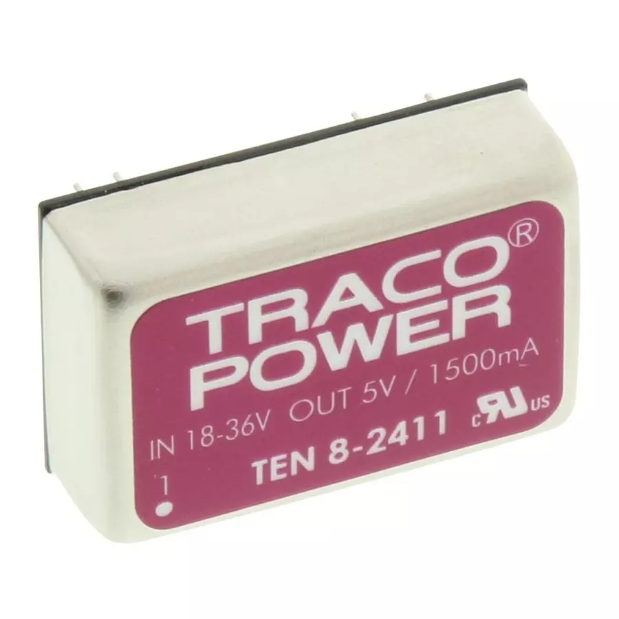 TRACO POWER CONVERTER, DC-DC, 5V, 8W, TEN 8-2411