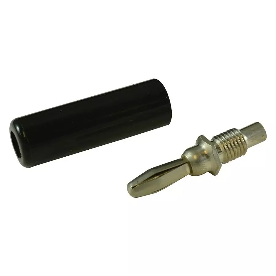 JOHNSON BANANA PLUG, 15A, SOLDER, BLACK, 108-0752-001
