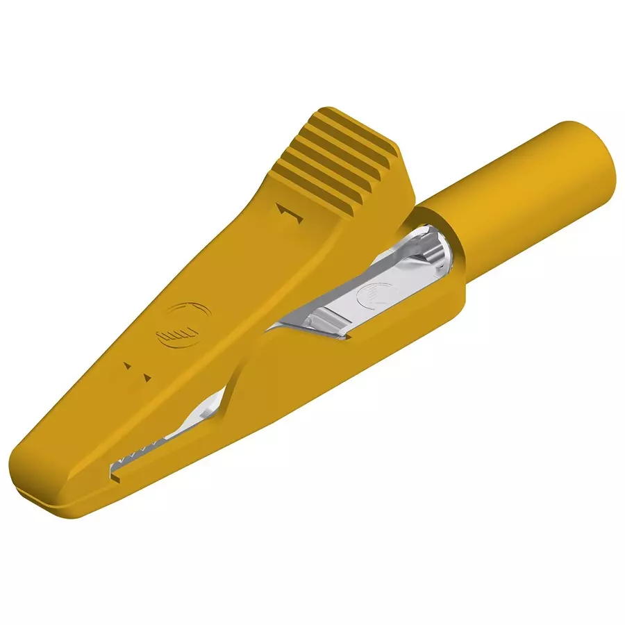 HIRSCHMANN CROCODILE CLIP, 4MM, YELLOW, 6A, 930319103