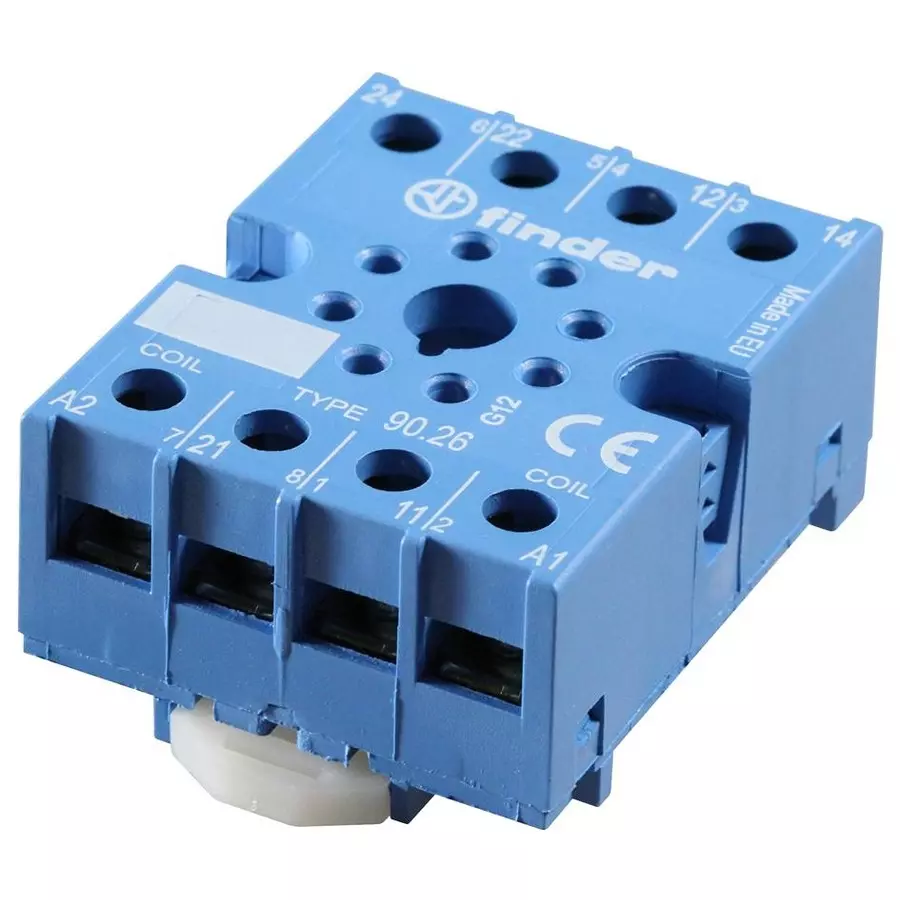 FINDER SOCKET, DIN/SURFACE, 8 PIN, RELAY, 90.26SMA
