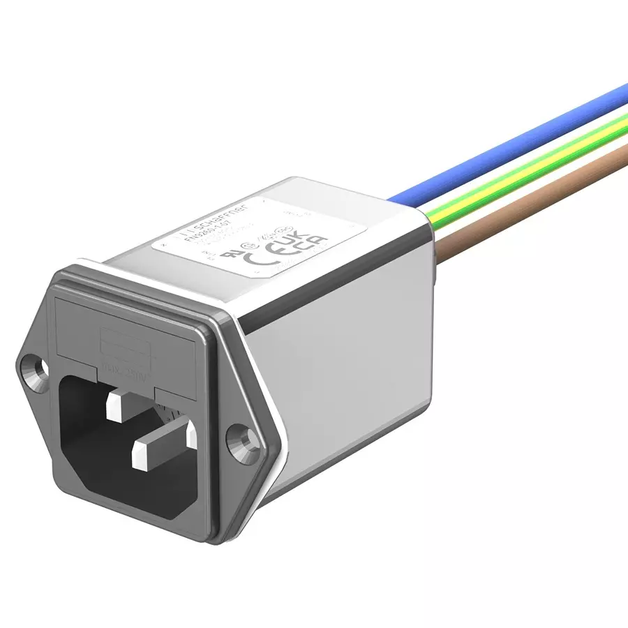 SCHAFFNER - TE CONNECTIVITY FILTERED IEC MOD W/ FUSE, C14, 2A, WIRE, 822624-SF