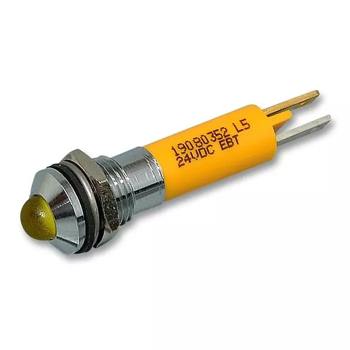 CML INNOVATIVE TECHNOLOGIES LED INDICATOR, 24VDC, BRIGHT, YELLOW, 19080352