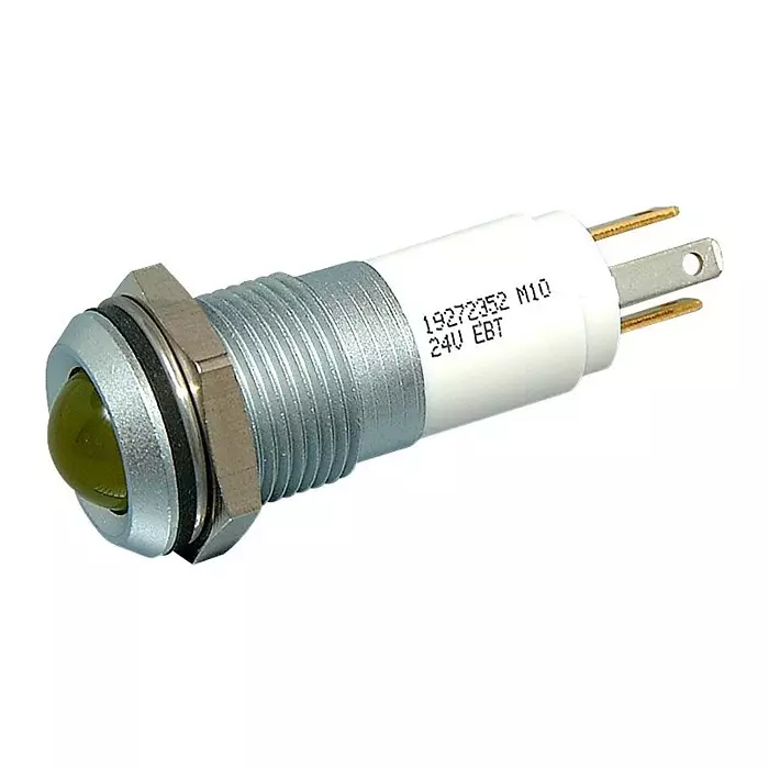CML INNOVATIVE TECHNOLOGIES LED, M14, 24VDC, MATT CHROME, YELLOW, 19272352
