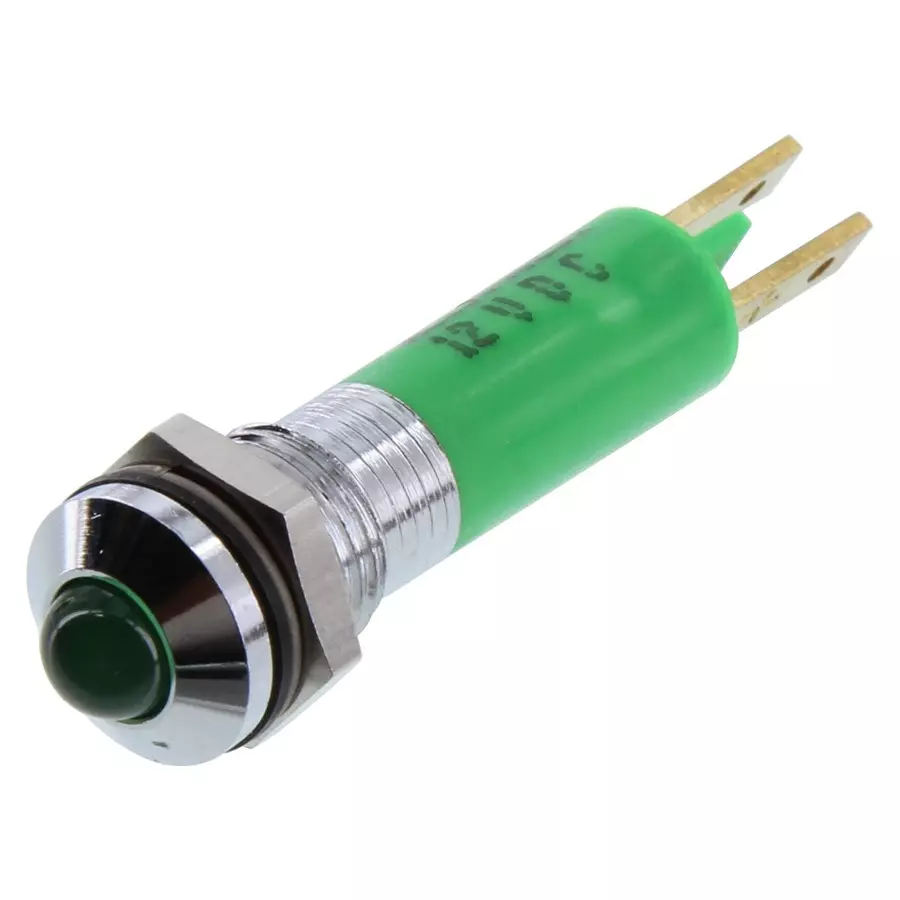 WAMCO Panel Mount Indicator, Led, 8Mm, Green, 12V, WL-19040251