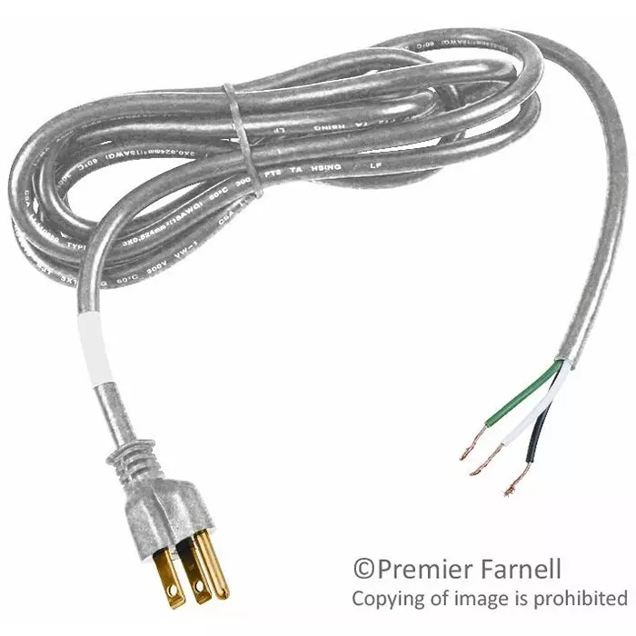 VOLEX POWER CORD, NEMA5-15P, 6FT, 10A, GREY, 17237 8 B1