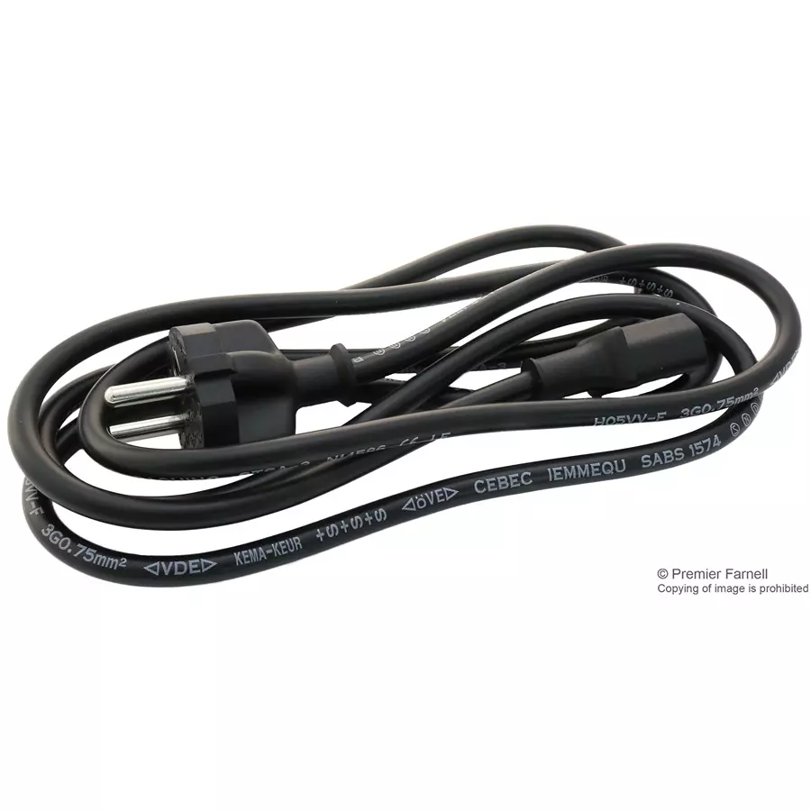 VOLEX POWER CORD, EURO PLUG - IEC C13, 1.8M, 152522/3