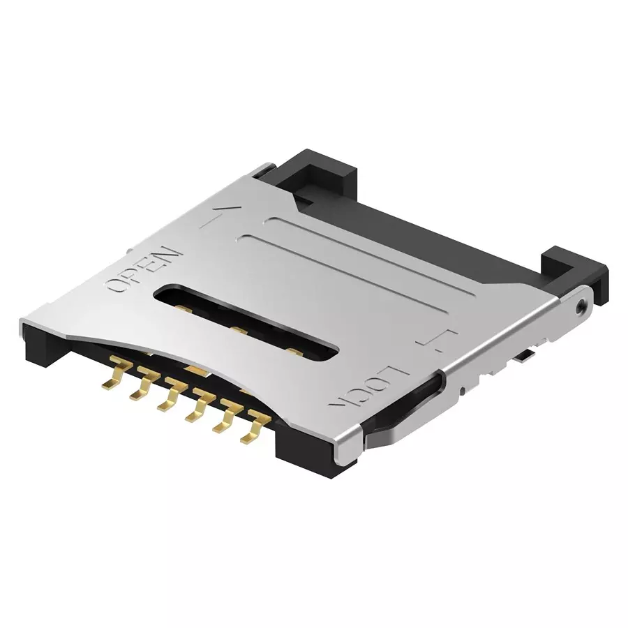 GCT MICRO SIM CONN, HINGED, 6POS, SMT, SIM7200-6-0-18-00-A