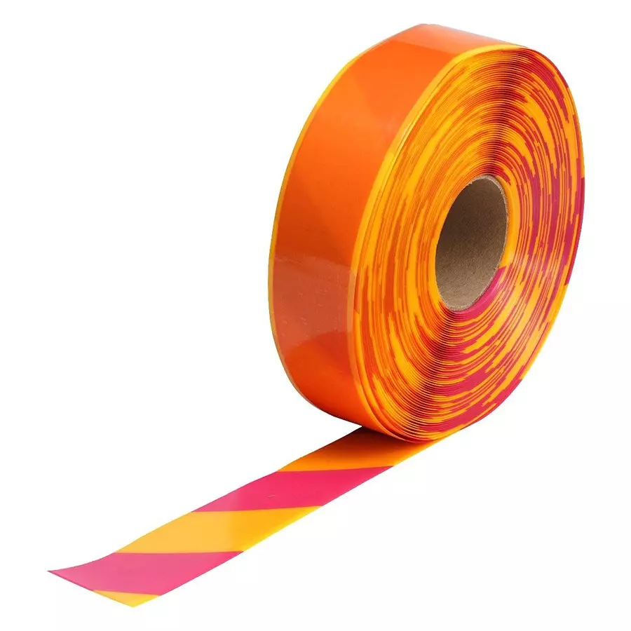 BRADY FLOOR MARKING TAPE, 2" X 100FT, MAG/YEL, 170063