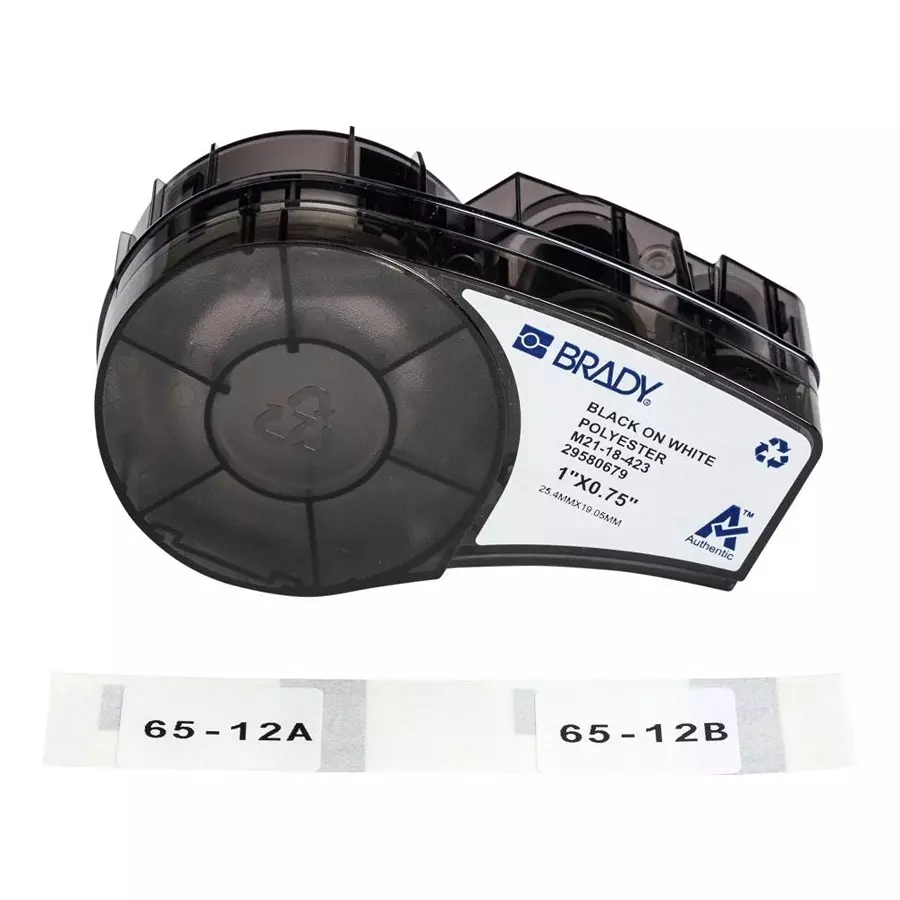 BRADY LABELS, PRINTER, 0.75" X 1", BLK/WHT, M21-18-423.