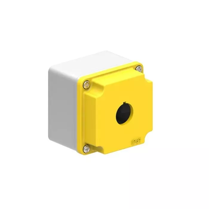 Lovato Yellow Aluminium Alloy LPZM Empty Control Station - 1 Hole 22.5 Diameter, LPZM1A5