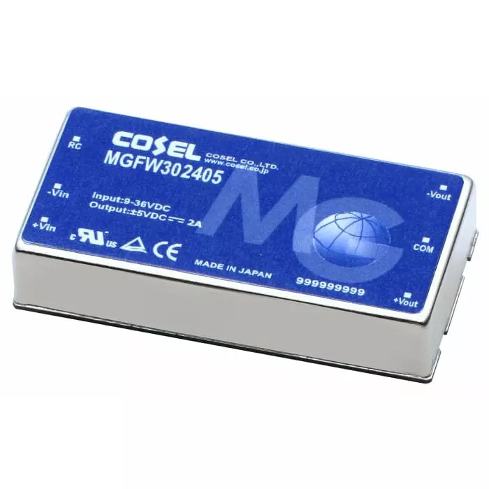 Cosel MGFW DC-DC Converter, ±12 V DC/ 1.25A Output, 9 - 36 V DC Input, 30W, PCB Mount, +85°C Max Temp, -40°C Min, MGFW302412-R