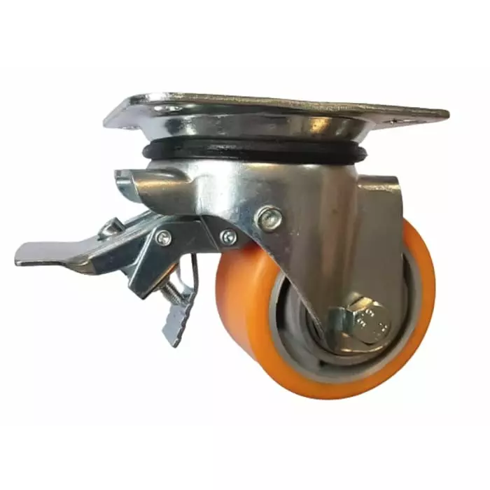 Guitel Hervieu Braked Swivel Castor Wheel 400 Kg Capacity 100 mm Wheel, UP5BI100-21B