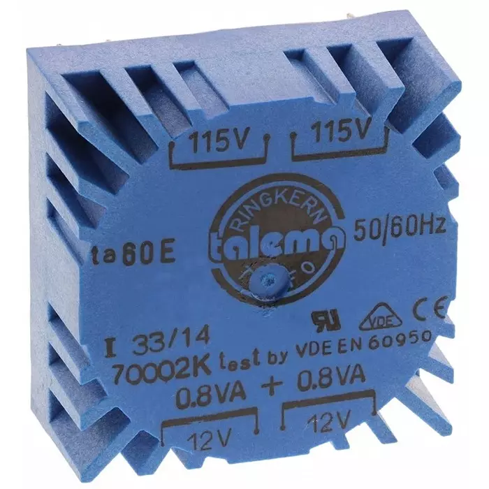 Nuvotem Talema Toroidal Transformer 115 V AC 230 V AC 2 x 12V AC 1.6VA 2 Output, 70002K