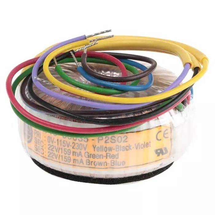 Nuvotem Talema Toroidal Transformer 115 V AC 230 V AC 2 x 22V AC 7VA 2 Output, 60035