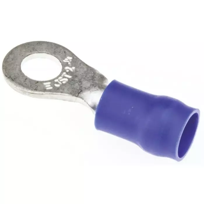JST (JAPAN SOLDERLESS TERMINALS) R Insulated Ring Terminal 4mm Stud Size 1mm² to 2.6mm² Wire Size Blue, FVDWS2-4 (Pack of 100 Pcs)