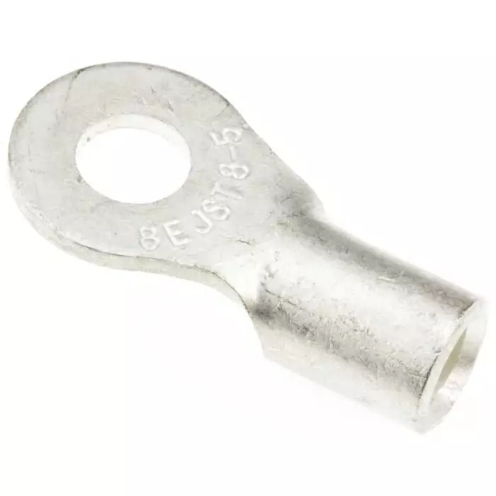 JST (JAPAN SOLDERLESS TERMINALS) R Uninsulated Ring Terminal 5mm Stud Size 6.6mm² to 10.5mm² Wire Size, 8-5 (Pack of 50 Pcs)