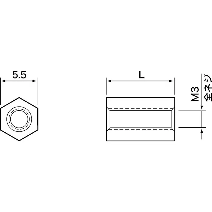 Takachi Electric Industrial Hex POM Spacer DS3-12 12 mm, DS3-12 (Pack of 20 Pcs)