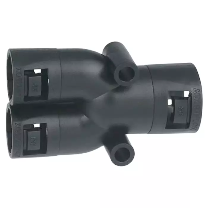 Adaptaflex Y Piece Conduit Fitting 28mm Nominal Size Nylon 66 Black IP66 Rating, 7TCA296000R0913AL282121/Y/BL (Pack of 10 Pcs)