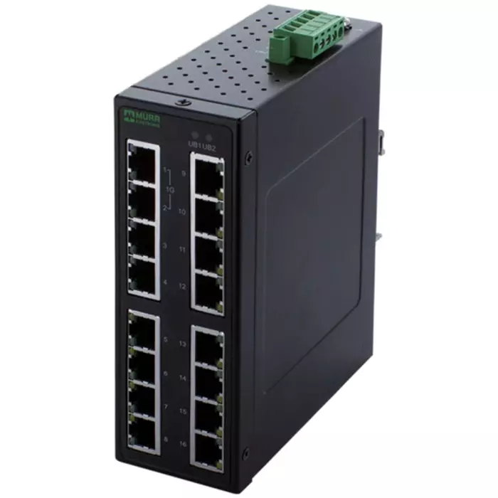 Murrelektronik Limited 58 Series DIN Rail Mount Network Hub 16 RJ45 Ports 9-48V DC, 58174