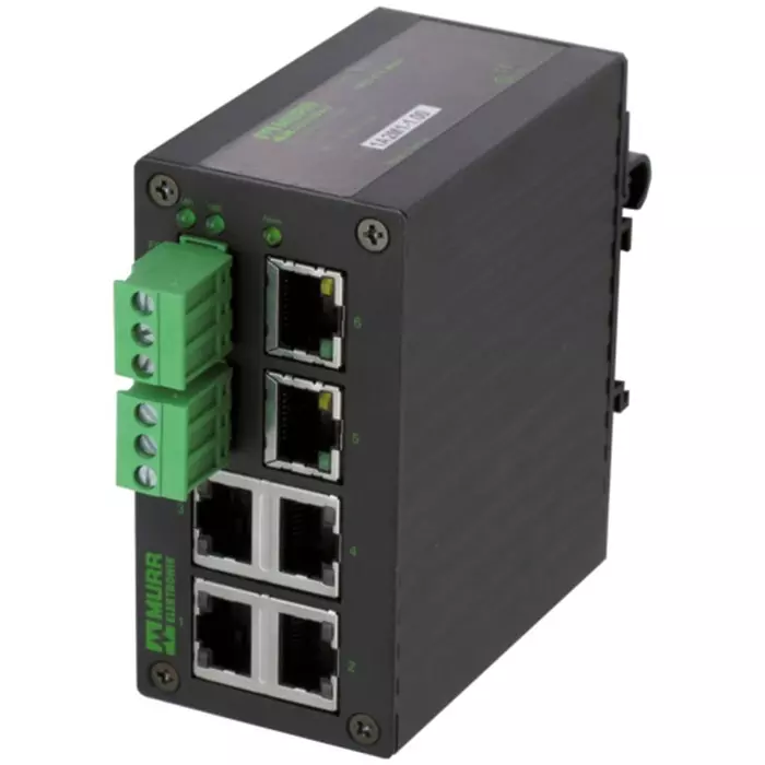 Murrelektronik Limited 58 Series DIN Rail Mount Network Hub 6 RJ45 Ports 9-30V DC, 58172