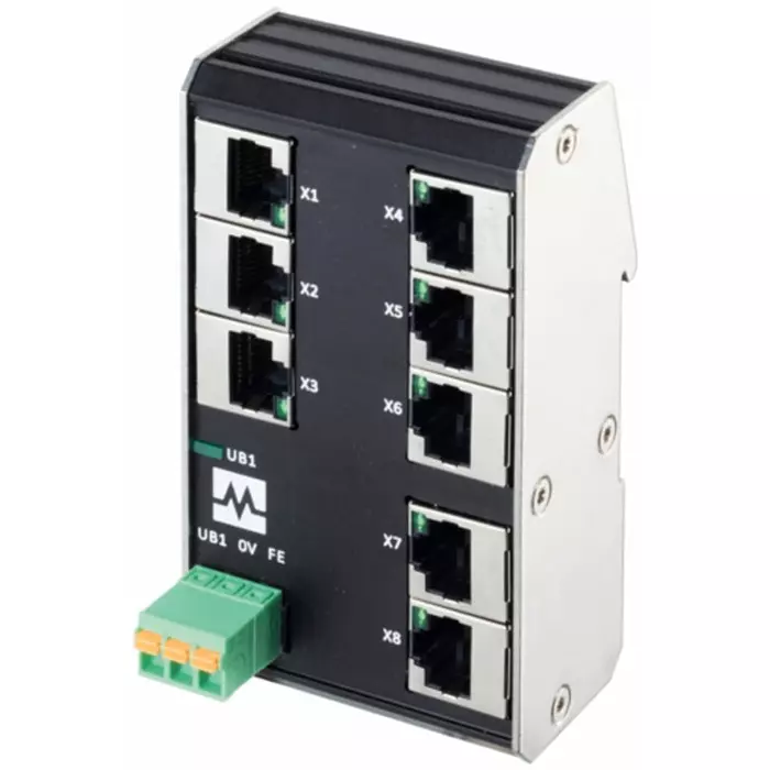 Murrelektronik Limited 58 Series DIN Rail Mount Network Hub 8 RJ45 Ports 9-36V DC, 58902