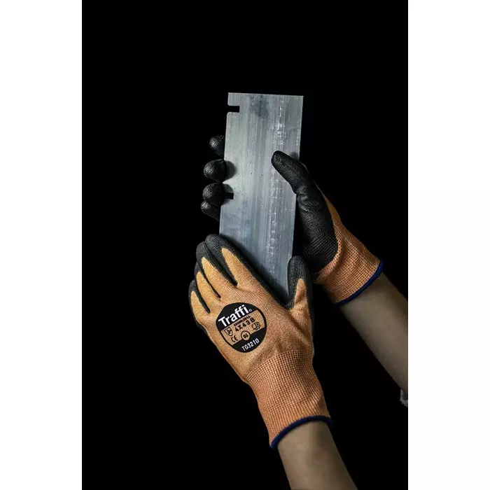 Traffi Cut Resistant Work Gloves Polyurethane Coating Amber HPPE & Polyamide Size 10, TG3210-10 (1 Pair)