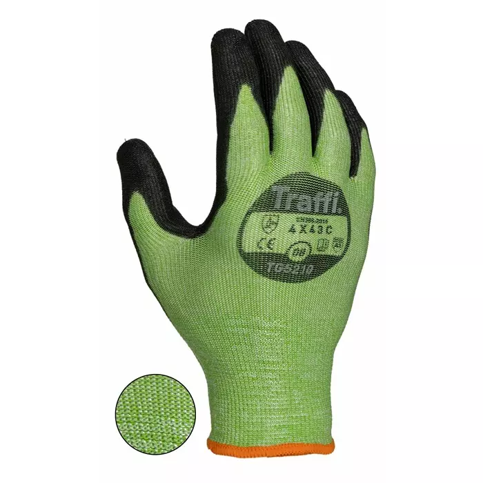 Traffi Cut Resistant Work Gloves Polyurethane Coating Green Size 8, TG5210-08 (1 Pair)