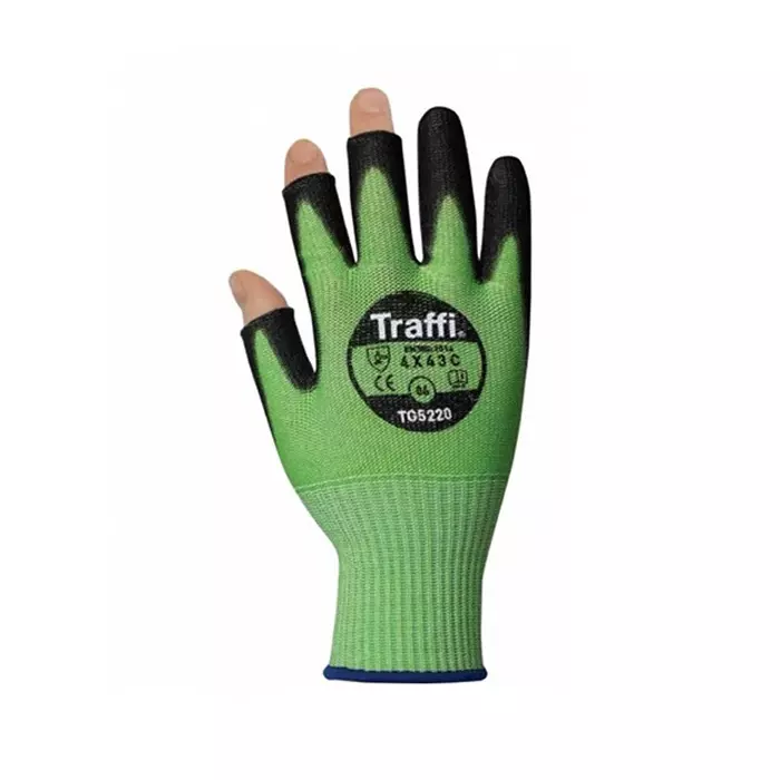 Traffi Work Gloves Black & Green Elastane Glass fibre HPPE Polyamide Abrasion Resistant Cut Resistant Size 11, TG5220 : A-TG5220-GR-11 (1 Pair)
