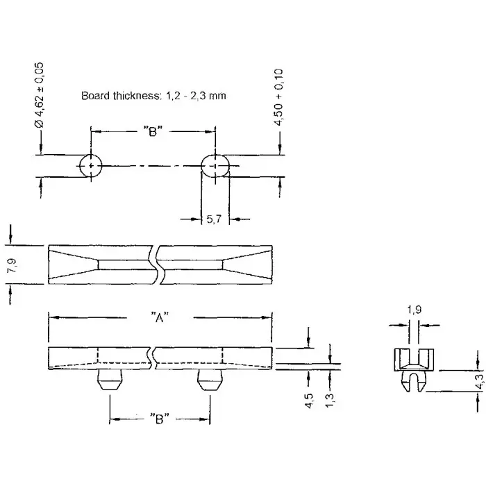 ESSENTRA COMPONENTS PCB Card Guide Vertical Mount 164.1mm Long 1.6mm Thick Max., RSDC-650