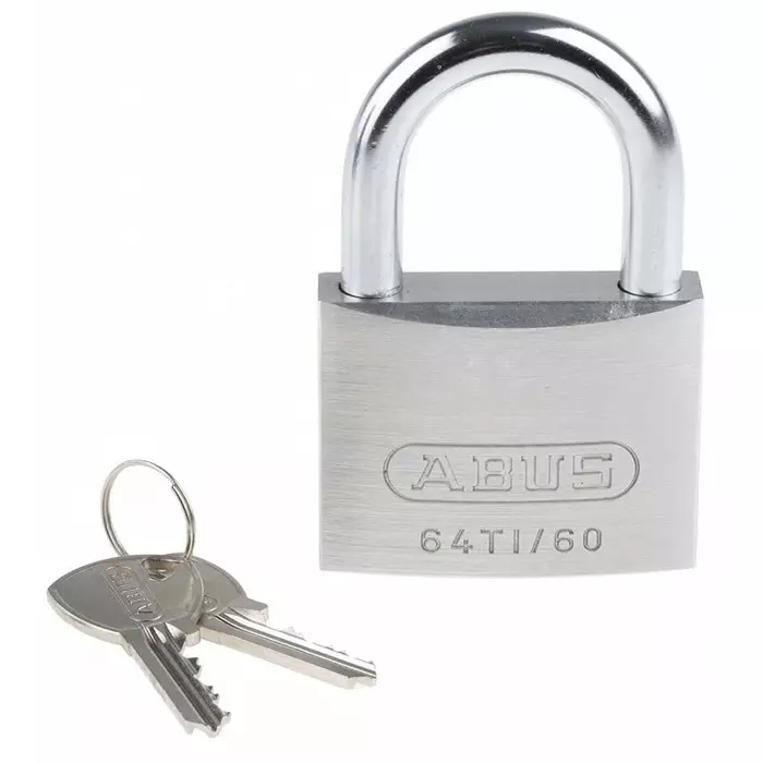 ABUS 64TI Key Weatherproof Titanium Weatherproof Padlock 9.5 mm Shackle 60 mm Body, 64TI/60
