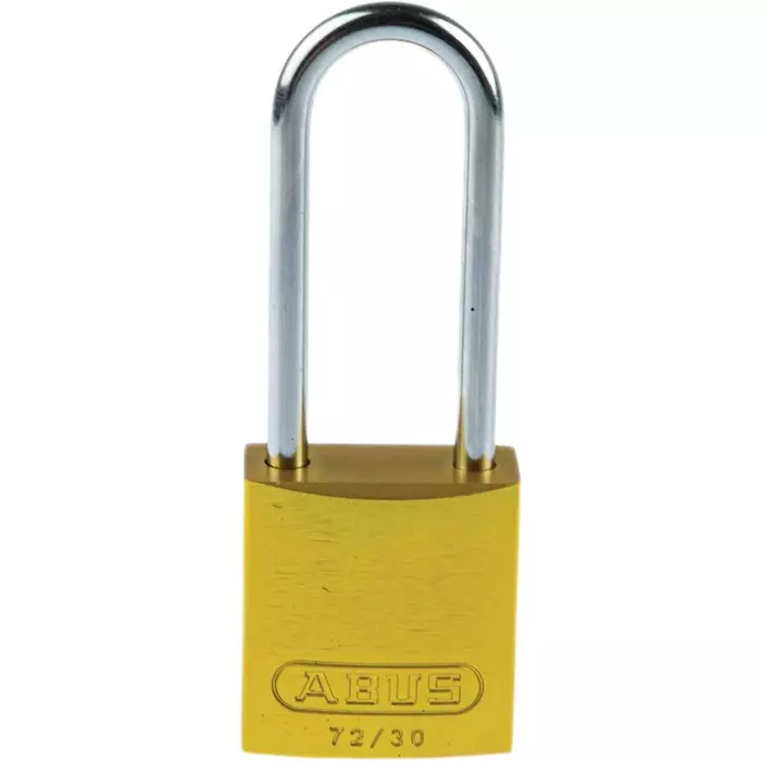 ABUS 72/30 Key Weatherproof Aluminium Steel Safety Padlock 4.4 mm Shackle 32.2 mm Body, 72/30HB50 Yellow