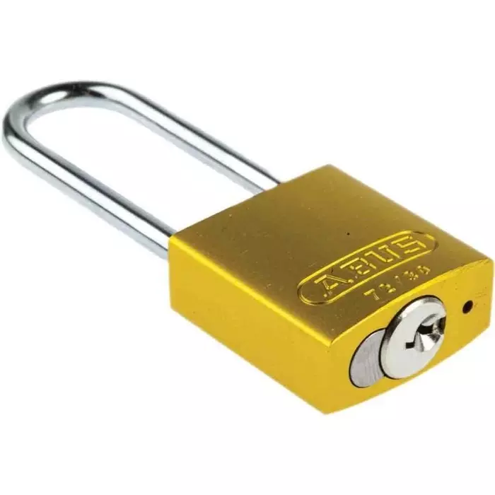 ABUS 72/30 Key Weatherproof Aluminium Steel Safety Padlock 4.4 mm Shackle 32.2 mm Body, 72/30HB50 Yellow