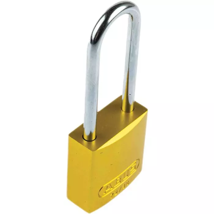 ABUS 72/30 Key Weatherproof Aluminium Steel Safety Padlock 4.4 mm Shackle 32.2 mm Body, 72/30HB50 Yellow