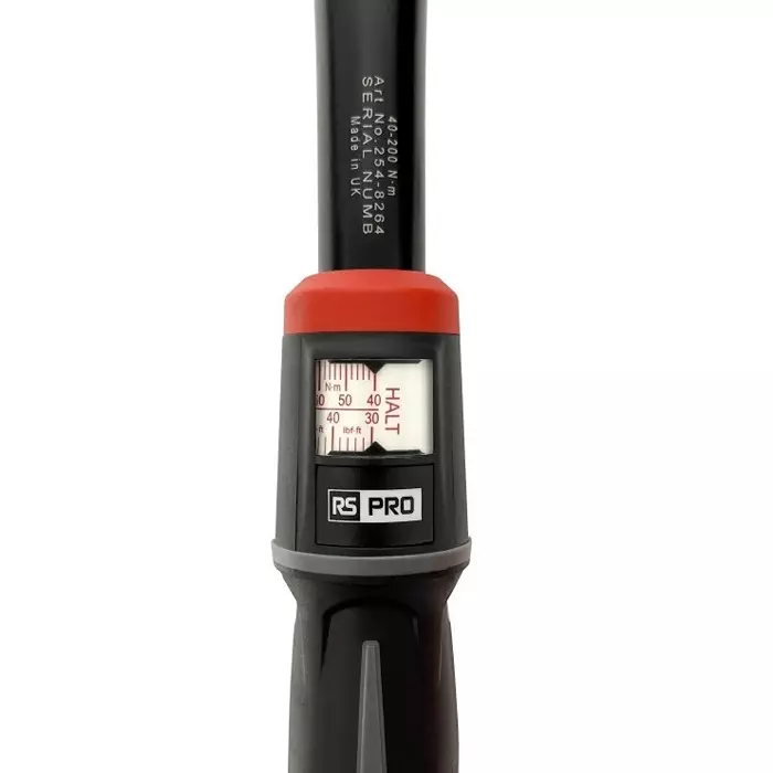 RS PRO Click Torque Wrench 40-200 Nm 1/2 inch Square Drive, Black
