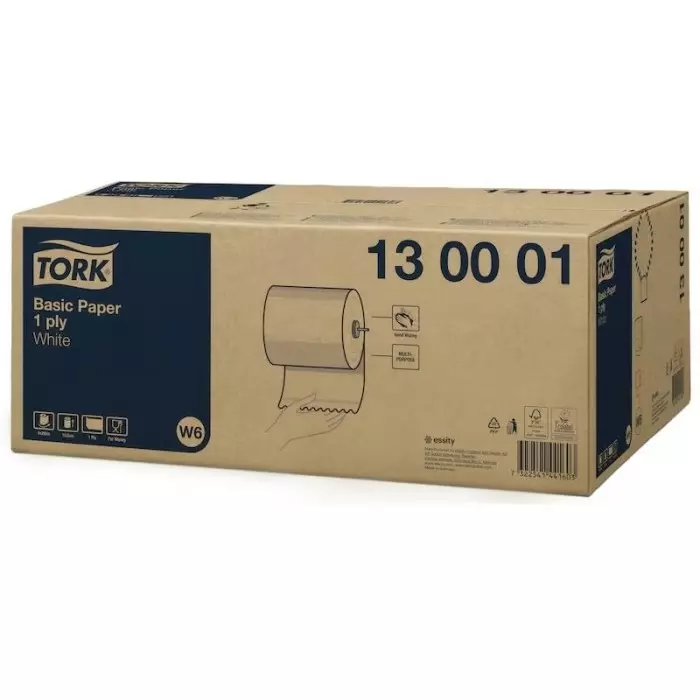 Tork Rolled White Wipes 250000x195mm, 130001